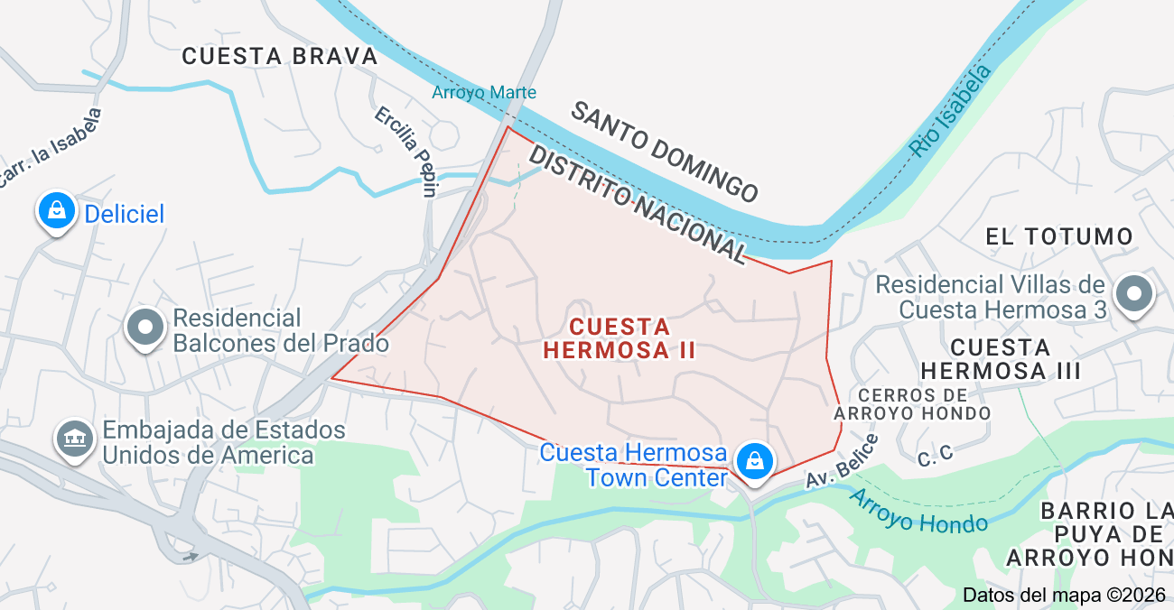 Mapa de ubicación de Cuesta Hermosa II